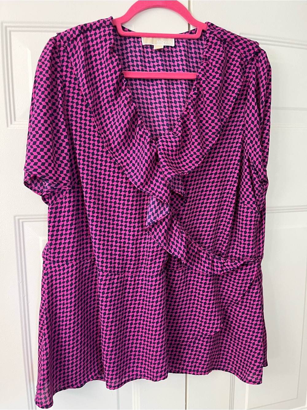Michael Kors Wrap Look Harlequin Print Blouse